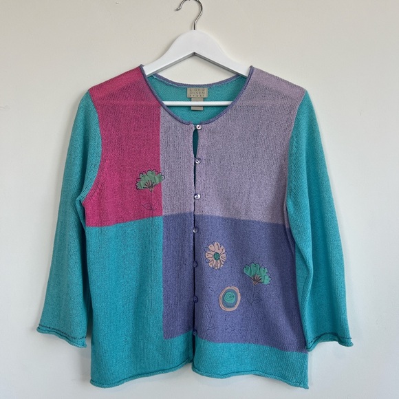 Vintage Sweaters - SIGRID OLSEN VINTAGE CARDIGAN IN COLORBLOCK